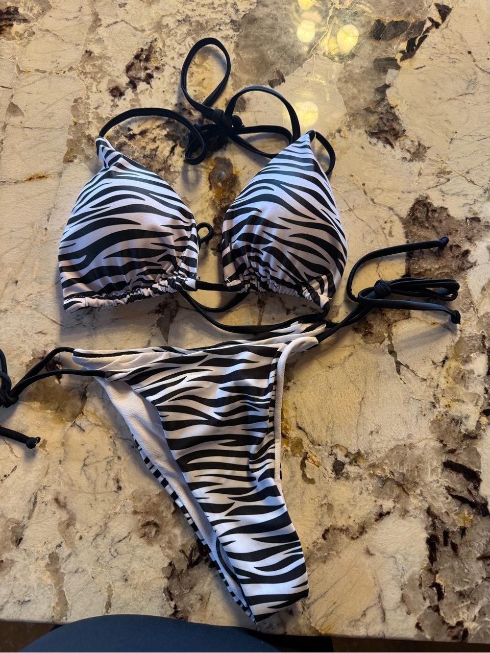 Black & White Zebra Print String Bikini